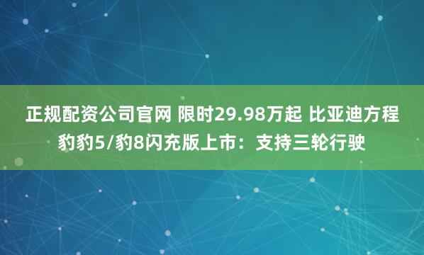 正规配资公司官网 限时29.98万起 比亚迪方程豹豹5/豹8闪充版上市：支持三轮行驶